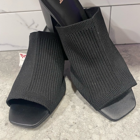 Chunky 3” Heel Slides size 9.5 Black open toe slip on shoes by MIA - Picture 4 of 9